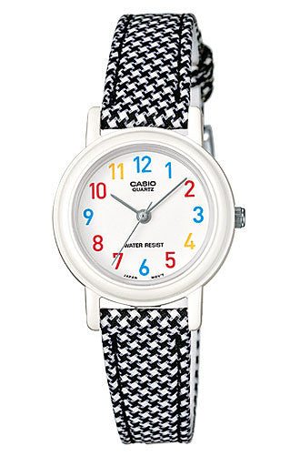 Casio LQ-139LB-1B Elegant Ladies Black Checkered Analogue Leather Cloth  Band Watch