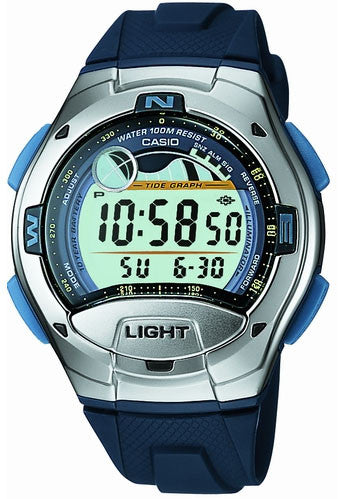 Casio W-753-2AV Blue Moon and Tide Graph Dual Time 4 Alarms Watch – Great  Watches