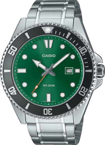 Casio MDV-107D-3A2 Men's Green Steel Duro 200M Watch Analog 200M Diver Brand New